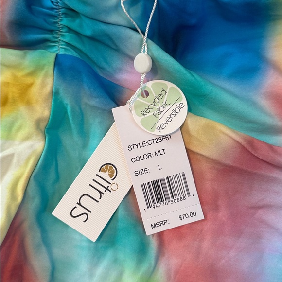 Citrus Colorful tie-dye reversible swim boy shorts Large - Picture 3 of 6